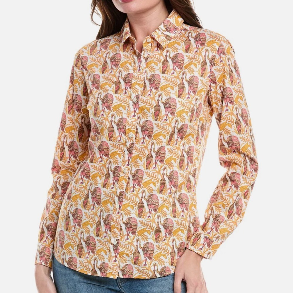 J. McLaughlin cotton button down point collar Louis Blouse